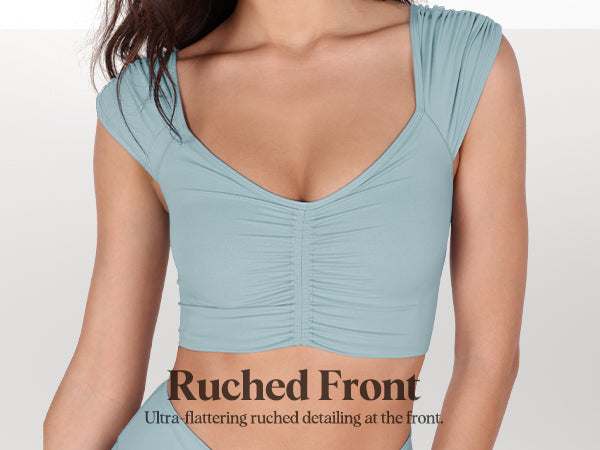 Ododos V-Neck Ruched Front Detail