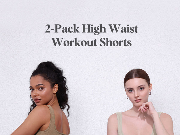 Ododos 2-Pack 6 inch High Waist Workout Shorts