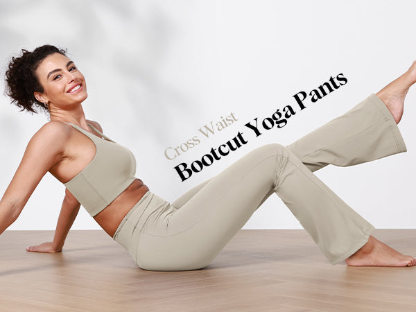 Ododos Cross Waist Sports Flare Yoga Pants