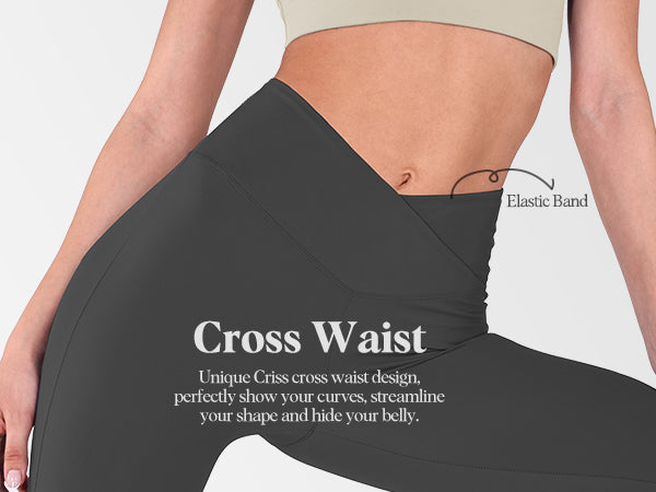 Ododos Cross Waist Workout Yoga Flare Pants