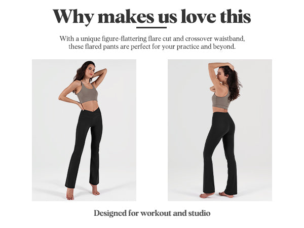 Why love Ododos Cross Waist Workout Yoga Flare Pants