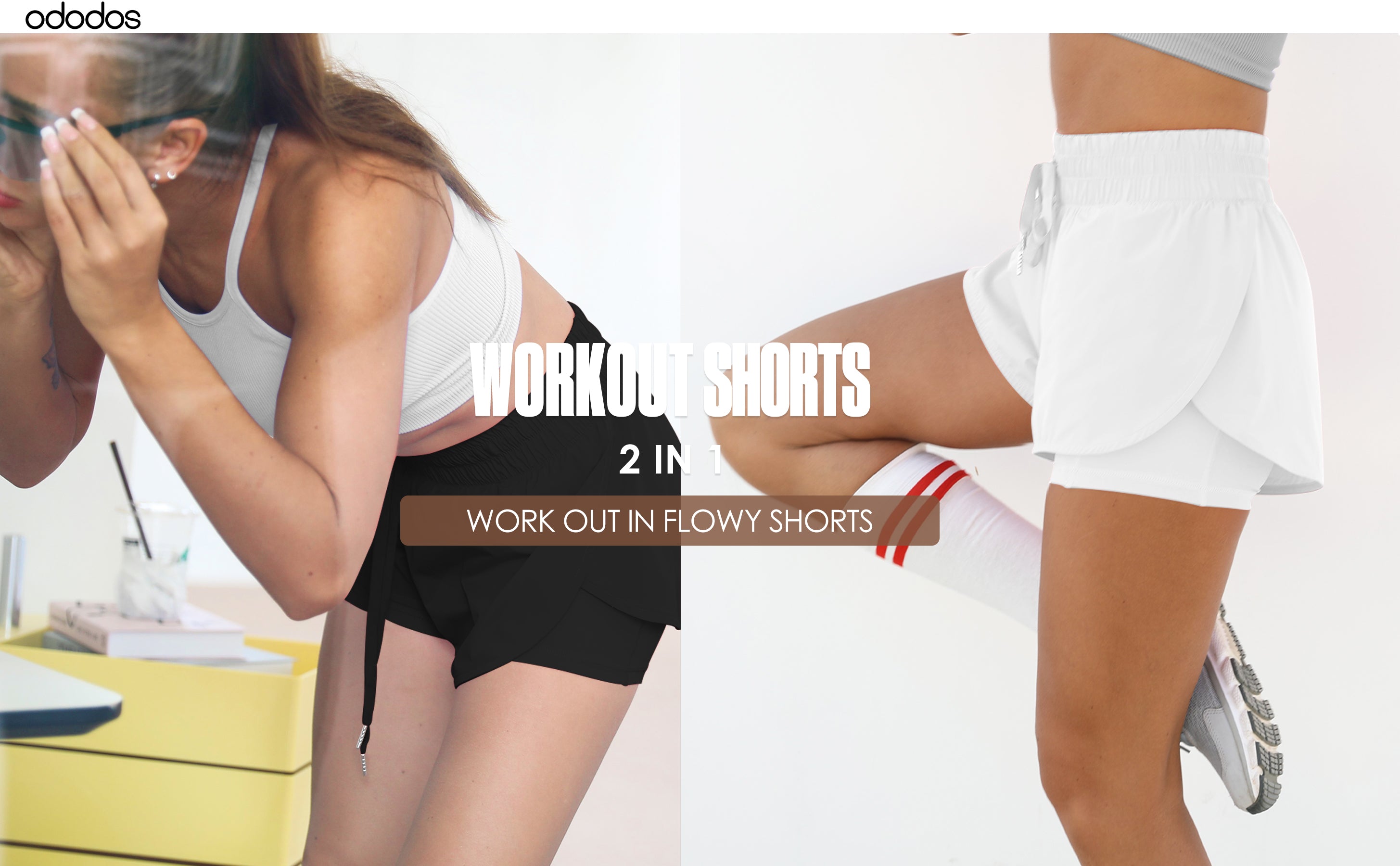 Ododos 2 in 1 Workout Shorts with Pockets