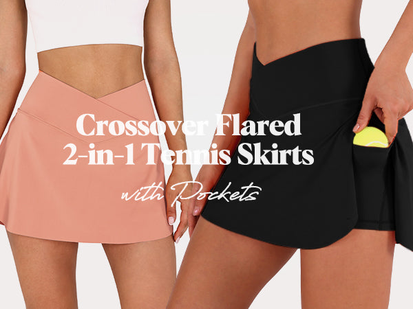 ODODOS Pleated Crossover Tennis Skirt with Pockets – ododos