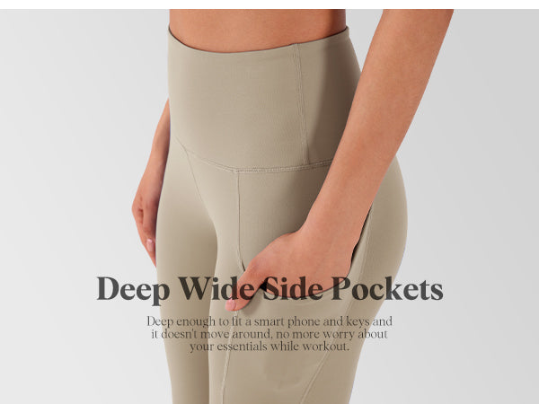 ODODOS Women's High Waisted Yoga Capris with Pockets,Tummy Control Non See  Throu