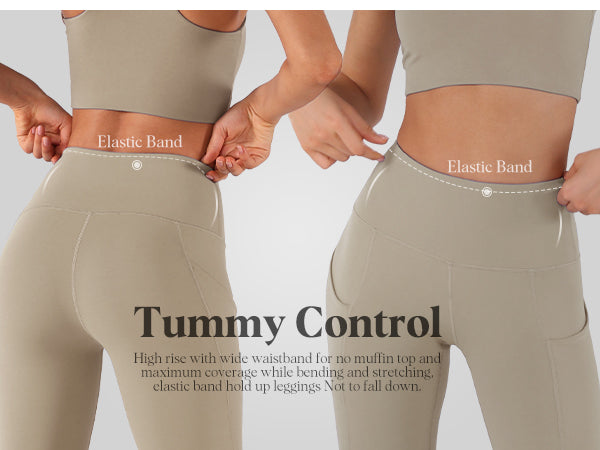 PHISOCKAT High Waist Capris Yoga Pants with Pockets, Tummy Control