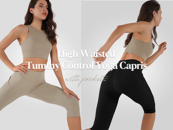 Ododos High Waist Yoga Capris with Pockets