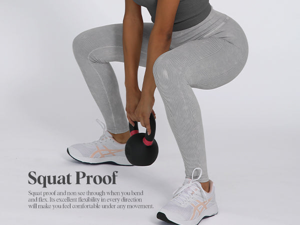 Ododos Seamless High Waisted Ribbed Squat Proof Yoga Leggings