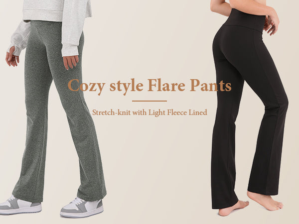Ododos 2-Pack Fleece Lined Flare Pants