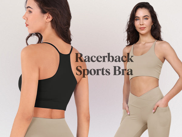 Ododos 1-Pack Halter Racerback Sports Bra