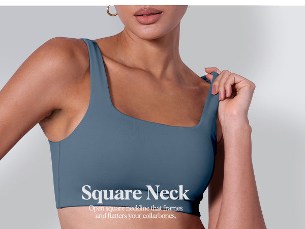 Ododos 2-Pack Square Neck Sports Bra