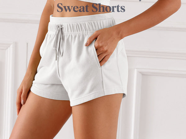 Ododos Cotton Terry Drawstring Workout Shorts