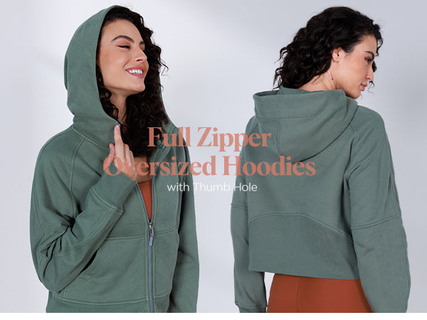 Ododos Women's Full Zipper Fleece Lined Cropped Hoodies