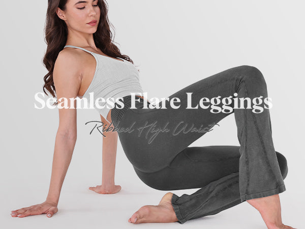 ODODOS Seamless Ribbed Flare Yoga Pants – ododos