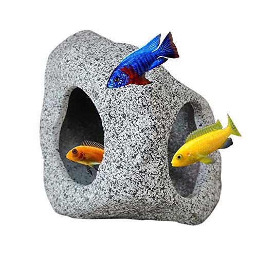 Aquarium Hideaway Rock Cave for Aquatic Pets to Breed, Play and Rest, Safe and Non-Toxic Ceramic Fish Tank