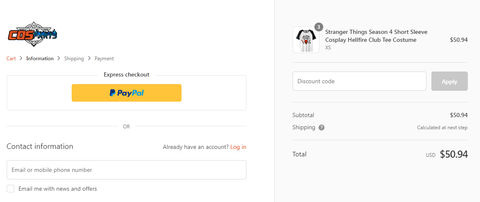 How to use discount code at website COSPARTS
