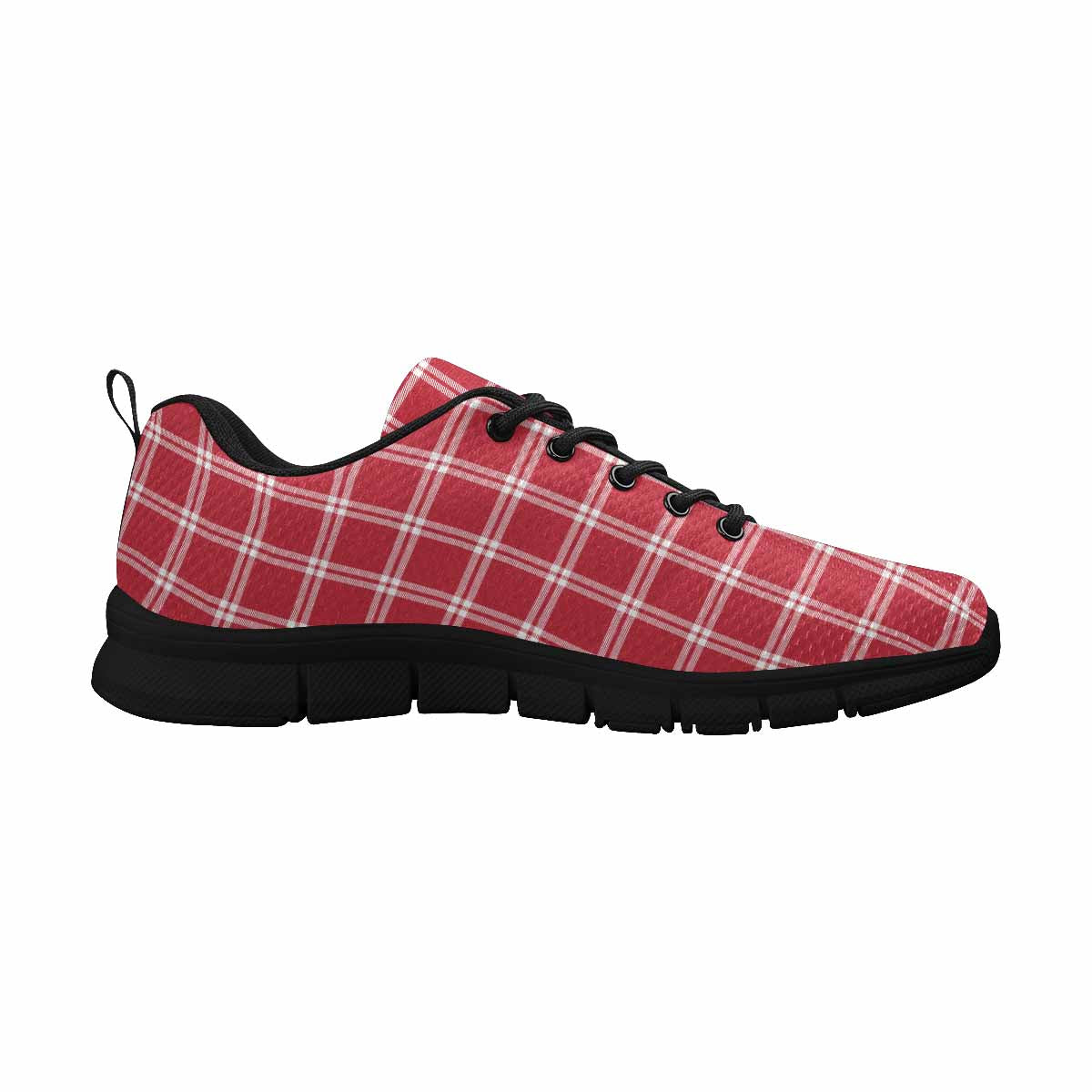 Sneakers For Men, Buffalo Plaid Red And White Running Shoes Dg864
