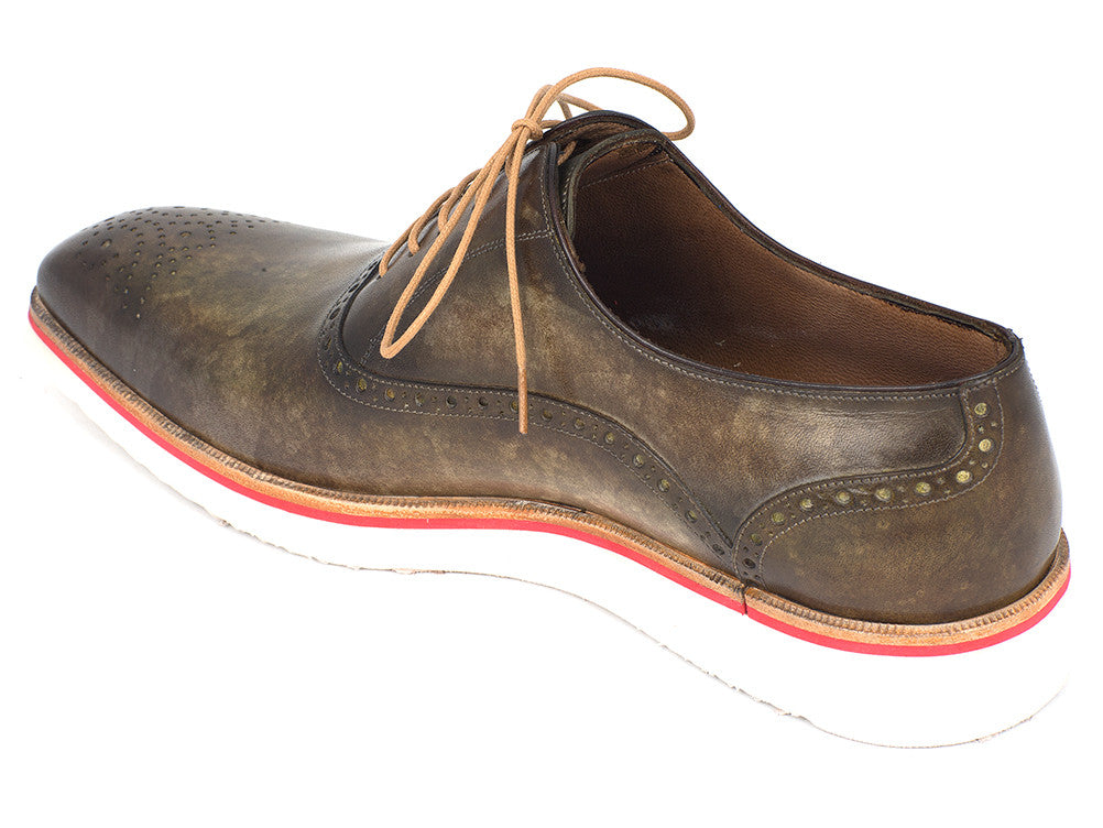 Paul Parkman Smart Casual Oxford Shoes For Men Army Green