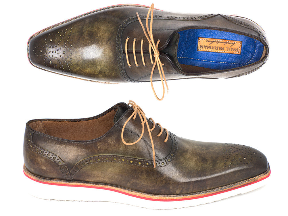 Paul Parkman Smart Casual Oxford Shoes For Men Army Green