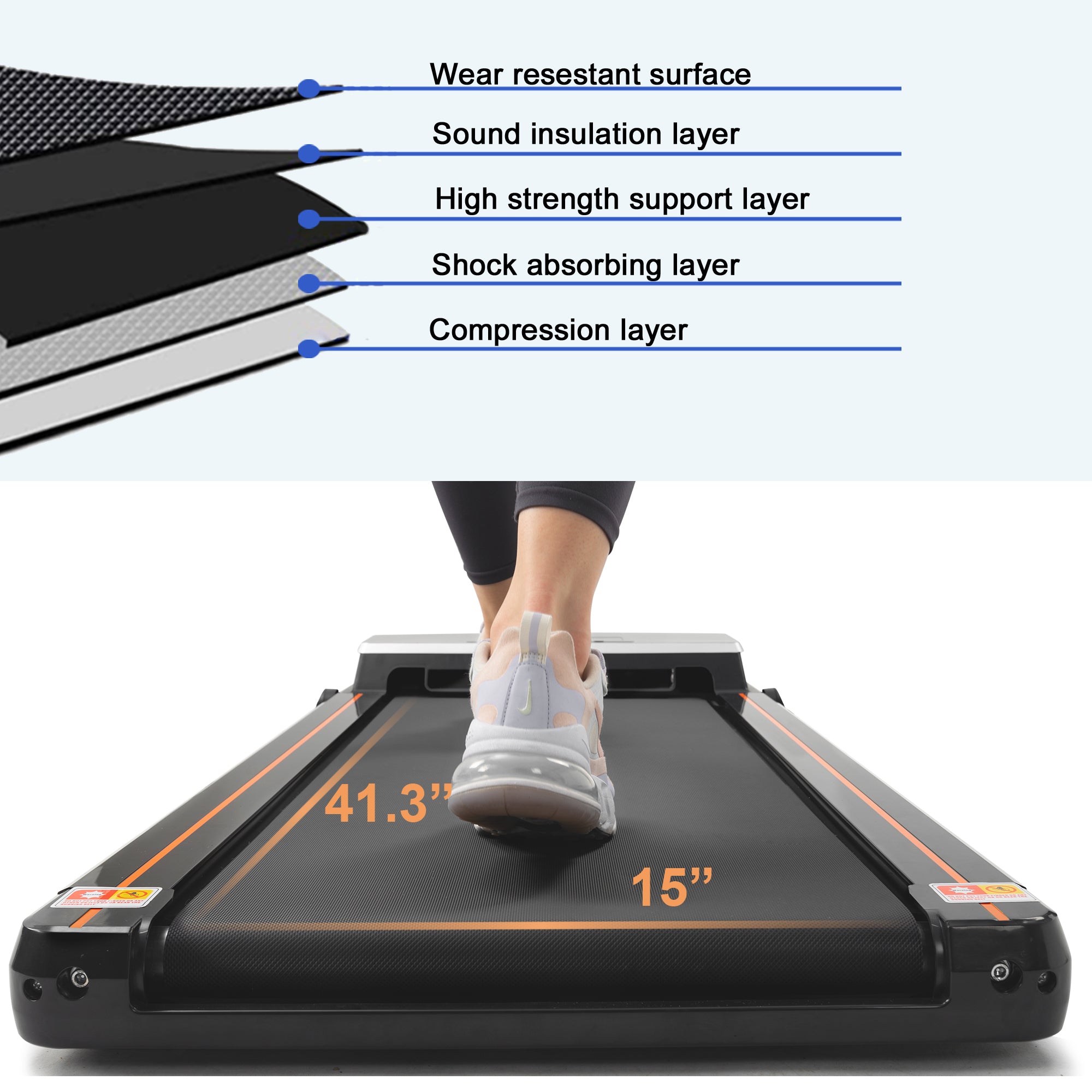 FYC Under Desk Treadmill 2.5HP Slim Walking Treadmill 265LBS - Electric Treadmill with APP Bluetooth Remote Control LED Display, Running Walking Jogging for Home Office Use (Installation Free)