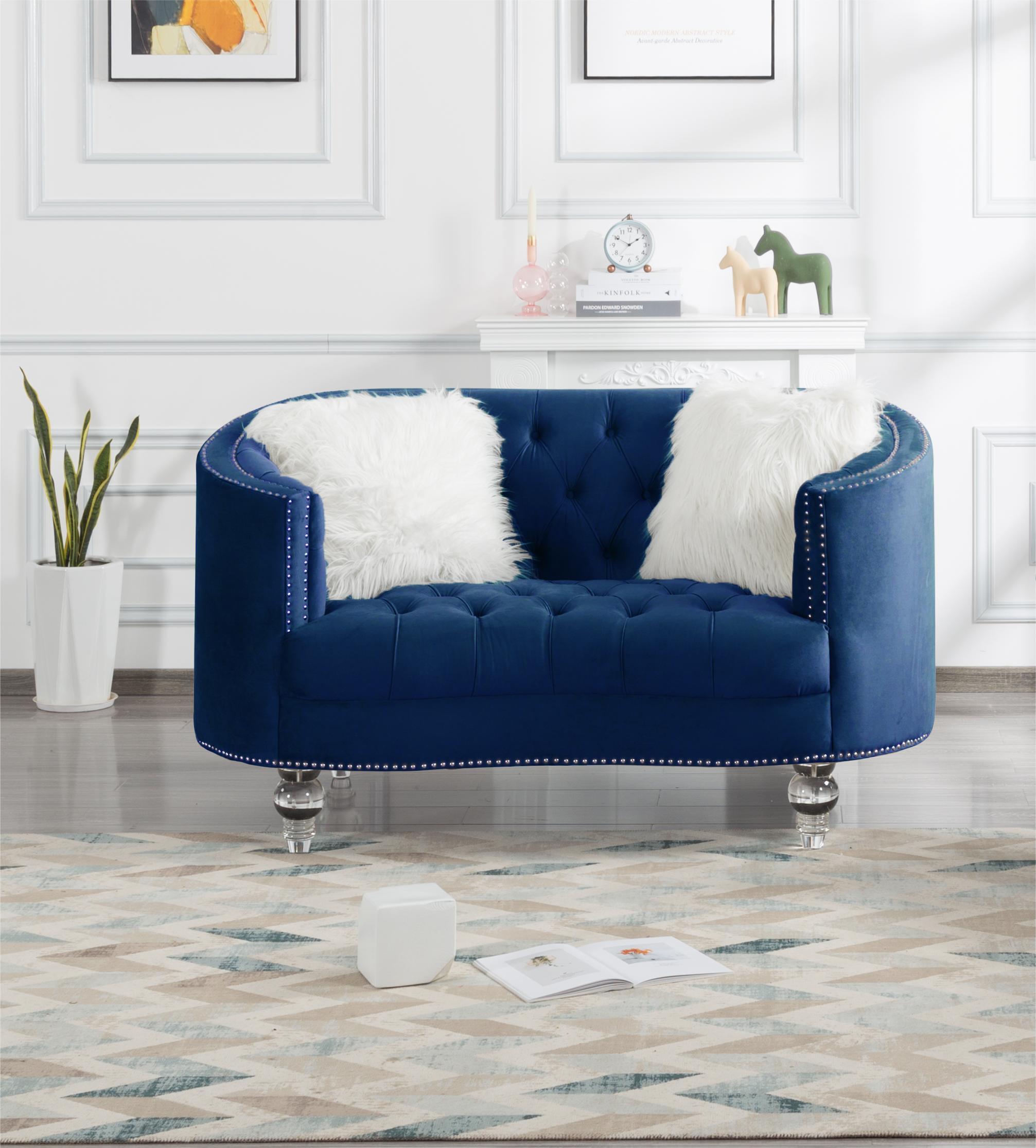 Living Room Loveseats  Navy Blue Velvet