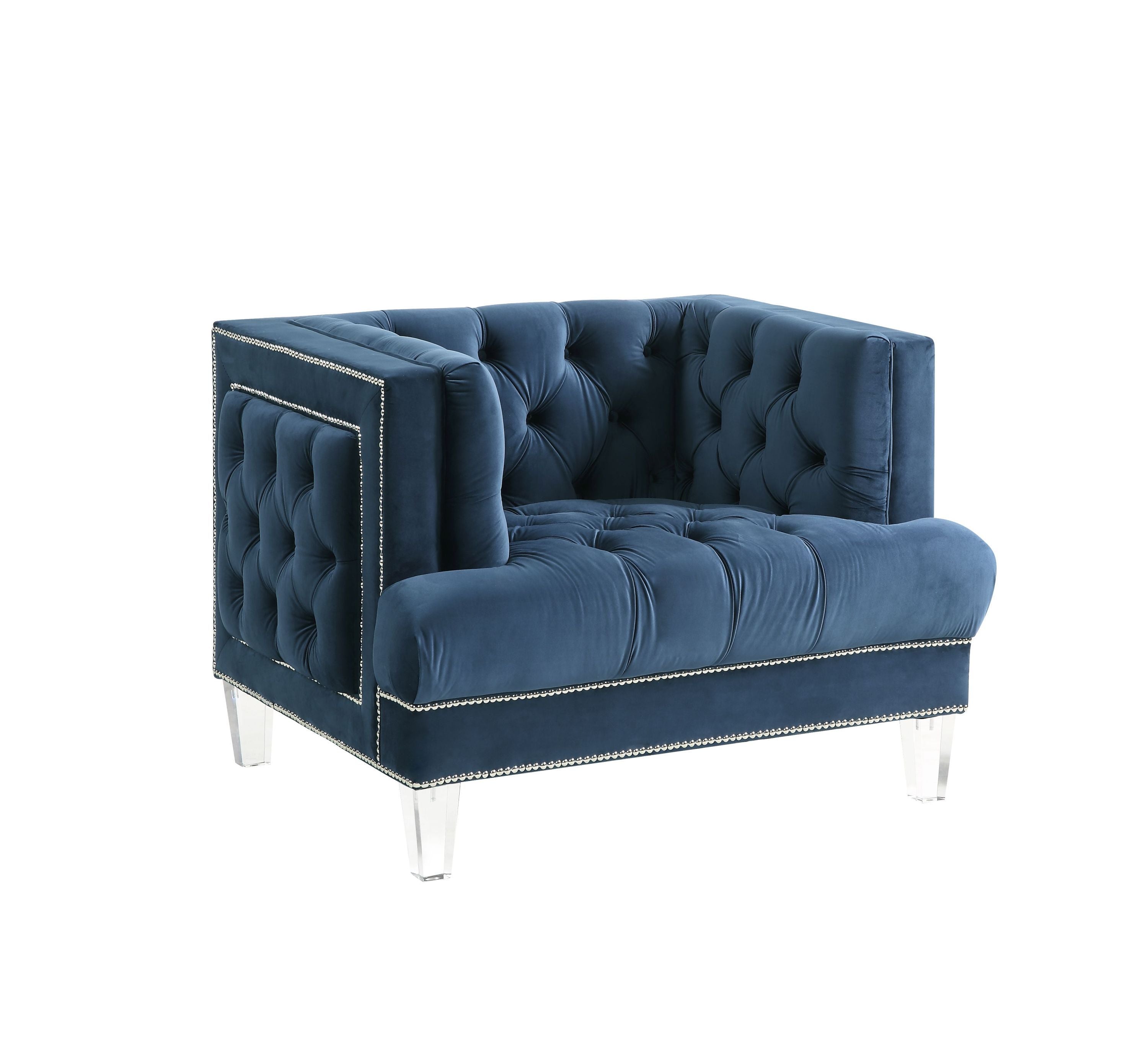 ACME Ansario Chair, Blue Velvet 56457