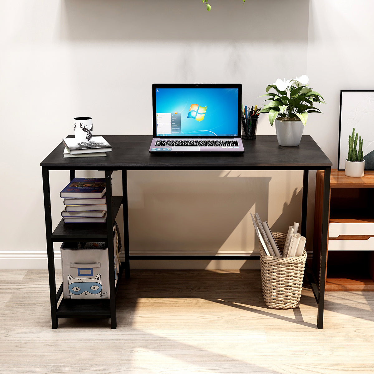 Computer Desk, 47.24 inch Home Office Desk, Modern Simple Style PC Table for Home, Office, Study, Writing,  Black