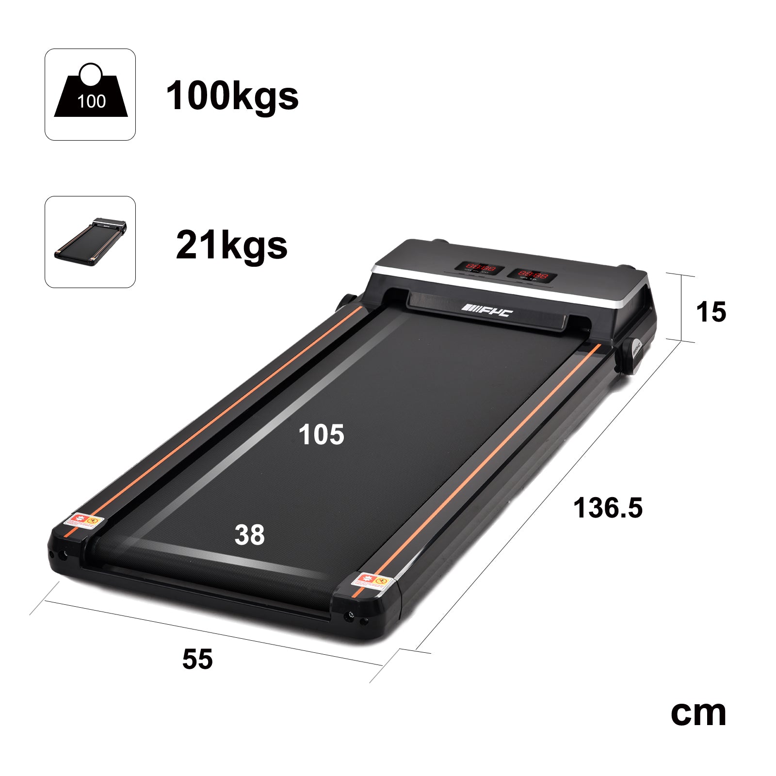 FYC Under Desk Treadmill 2.5HP Slim Walking Treadmill 265LBS - Electric Treadmill with APP Bluetooth Remote Control LED Display, Running Walking Jogging for Home Office Use (Installation Free)