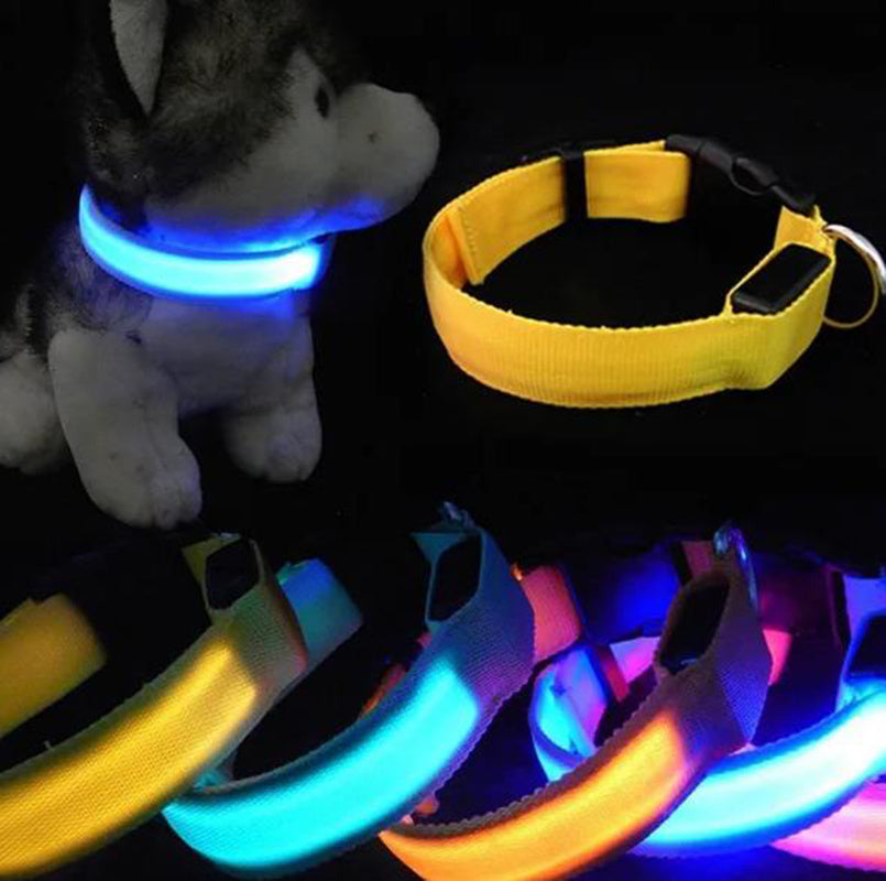 Pet Dog Nylon Safety Collar LED Light Puppy Necklace Dog Accessories