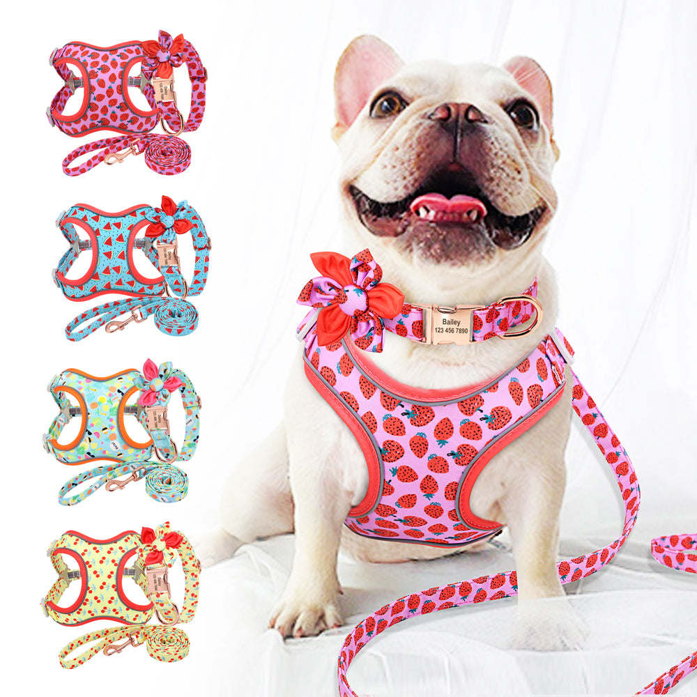 Custom Printed Dog Collar Leash Set Personalized Pet Dog Collar