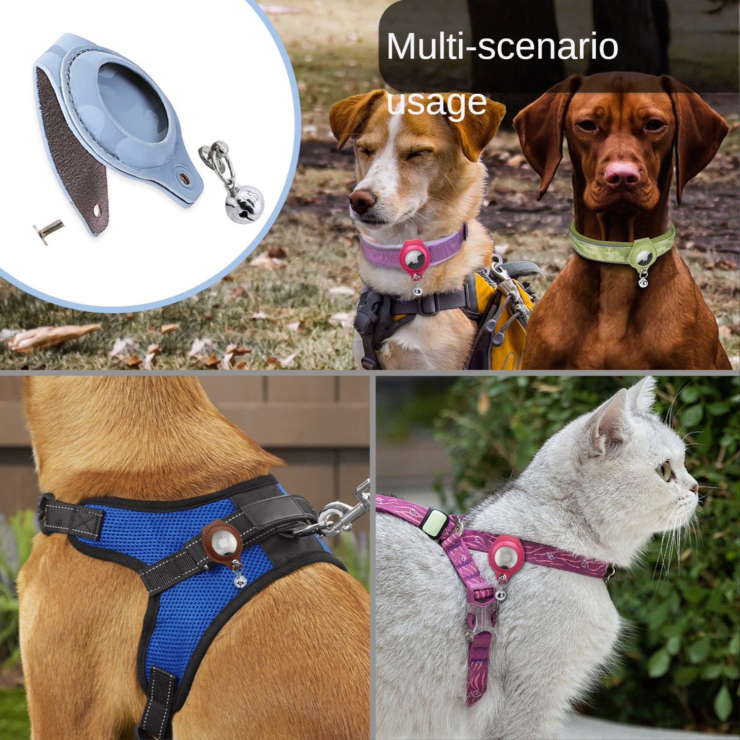 Cross-border new dog collar airtag locator anti-lost pet collar; Pet Collar with AirTag Case Holder