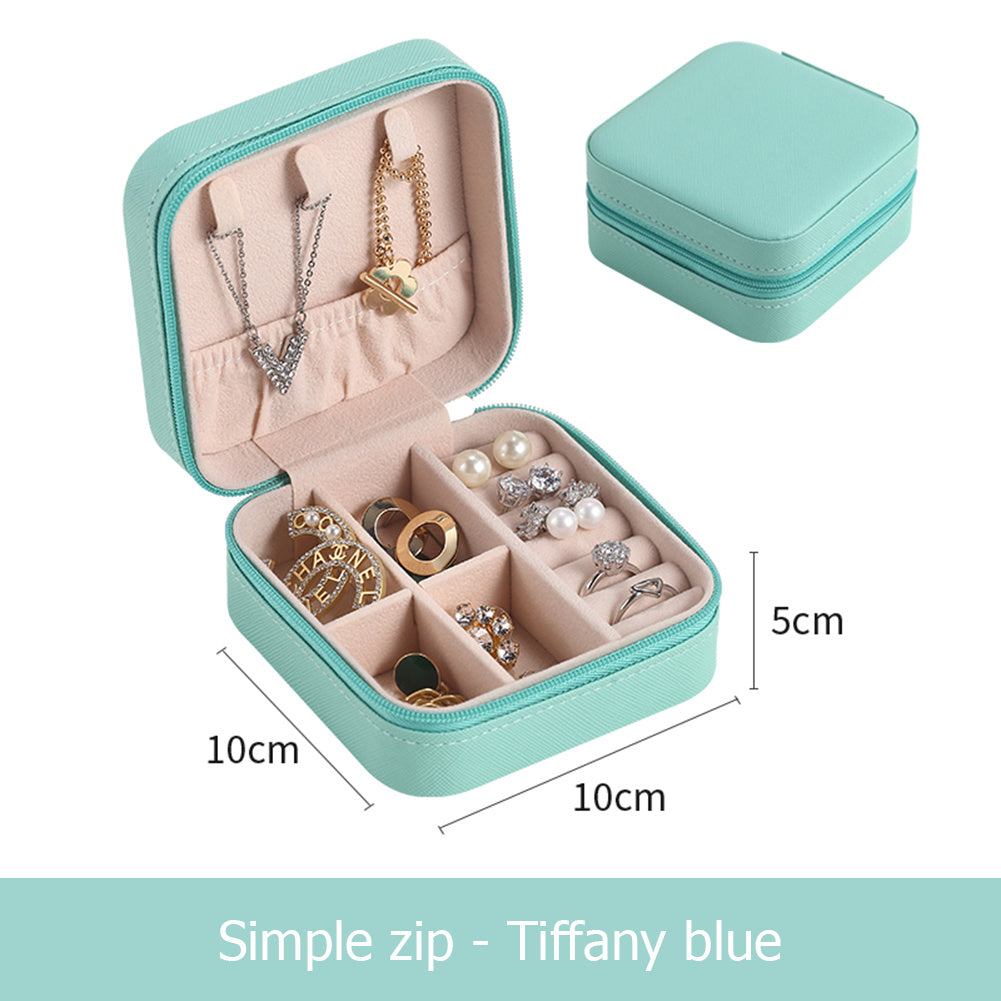 Portable Jewelry Storage Box Travel Earrings Necklace Ring Display Case Leather Storage Organizer Earring Holder Organizer