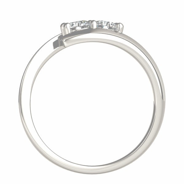 14k White Gold Round Two Stone Common Prong Diamond Ring (1/2 cttw)