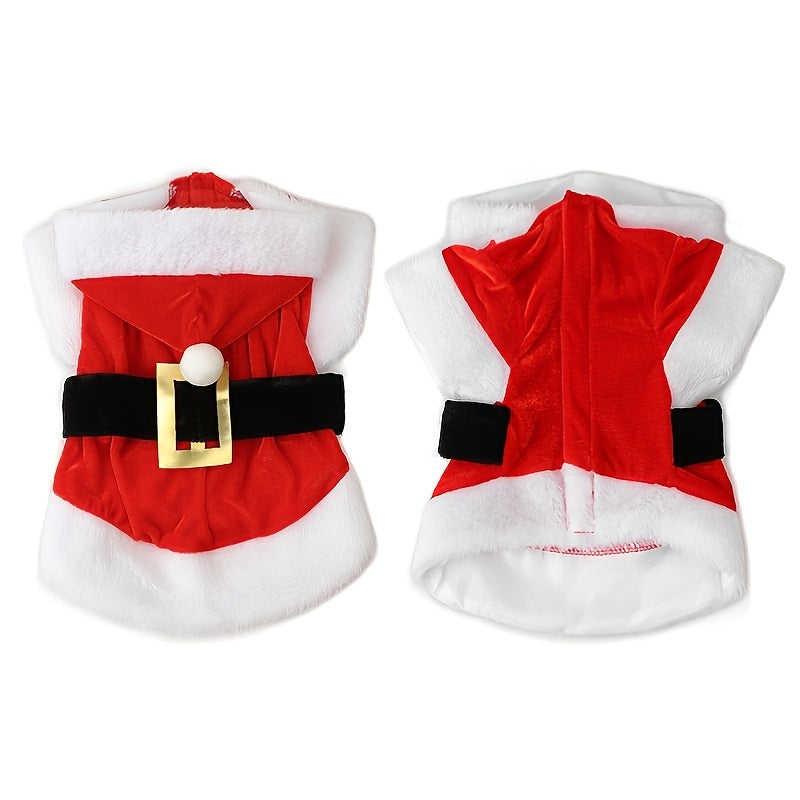 Christmas Pet Clothes For Small & Medium Dog; Santa Claus Dog Hoodie; Winter Pet Jacket