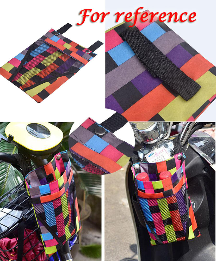 Bike Handlebar Bag Bicycle Front Frame Storage Bag Large Capacity Cycling Rack Pack, Colorful Grids
