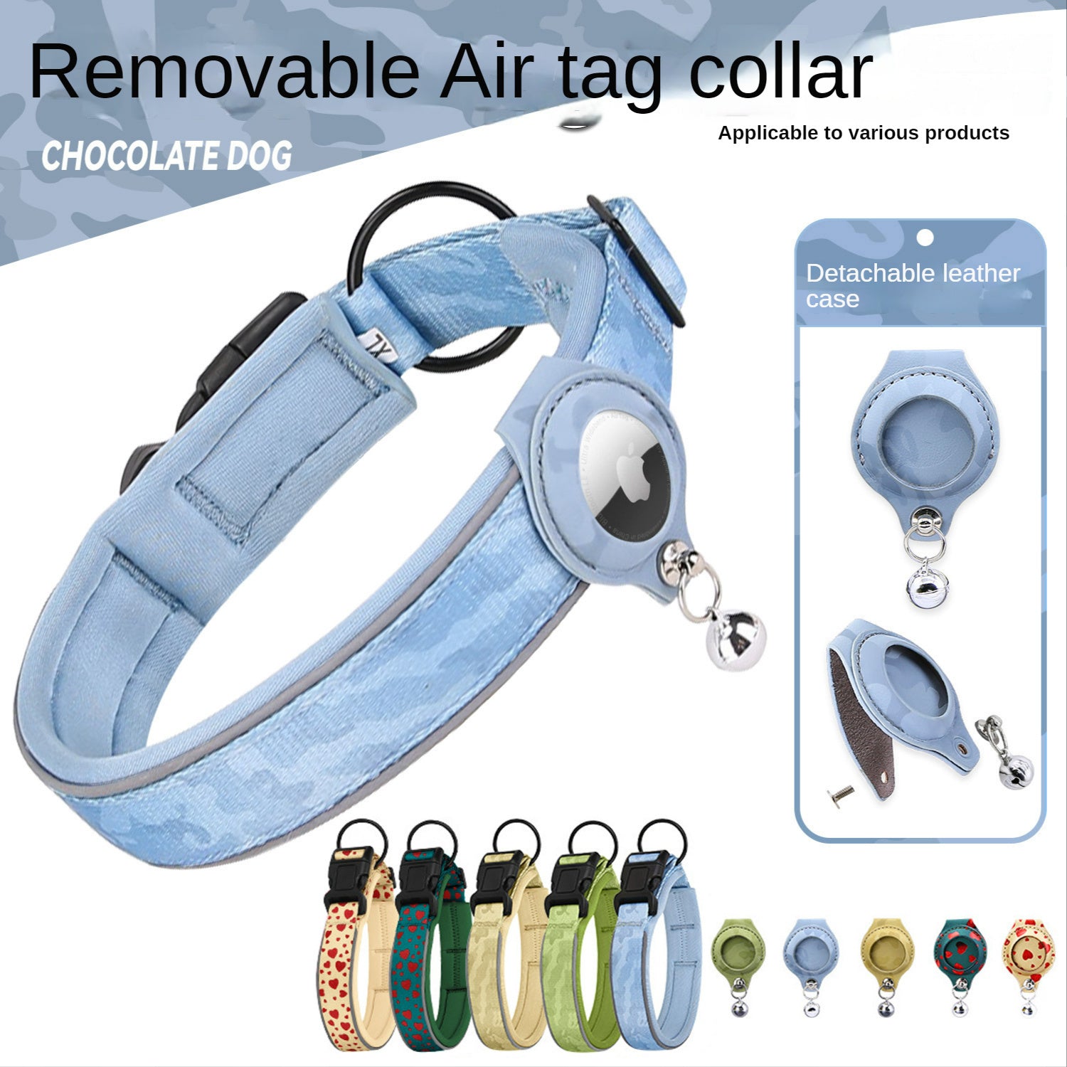 Cross-border new dog collar airtag locator anti-lost pet collar; Pet Collar with AirTag Case Holder