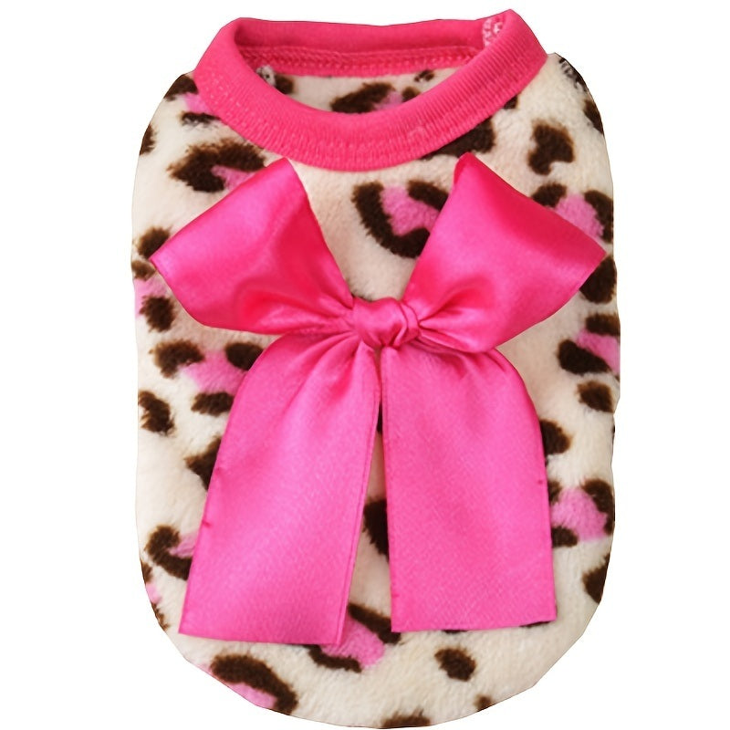Winter Warm Pet Clothing For Small Dogs Soft Coral Vest Puppy Coat Leopard Print Dogs Costume