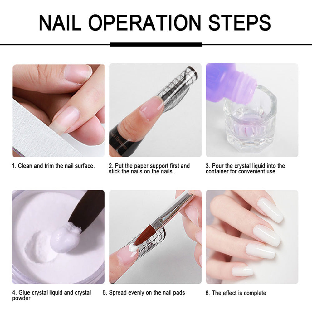 Nail Acrylic Powder 3D Nail Tips Carving Tools and Liquid Monomer Nails Art Decoration For Manicure Set Crystal Nail Glitter Kit