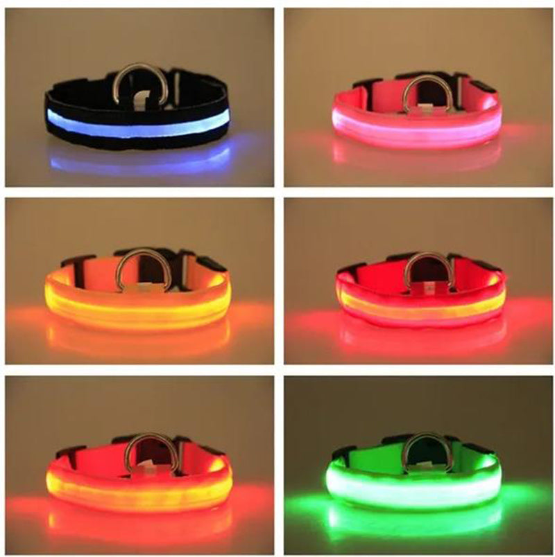 Pet Dog Nylon Safety Collar LED Light Puppy Necklace Dog Accessories