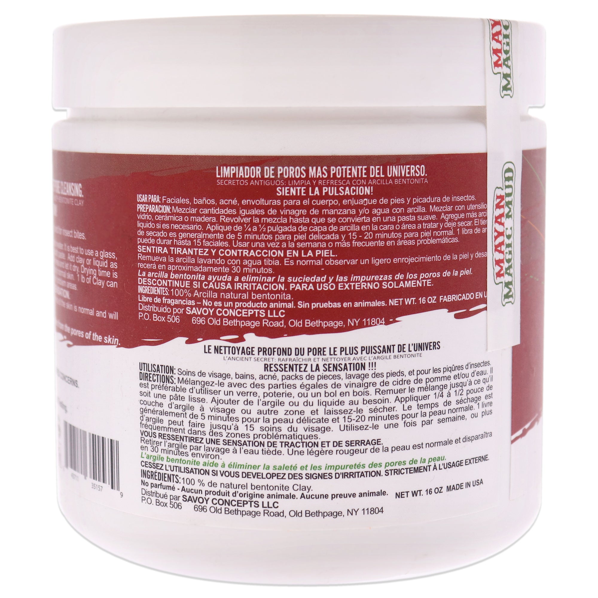Powerful Deep Pore Cleansing Sodium Bentonite Clay by Mayan Magic Mud for Unisex - 16 oz Cleanser