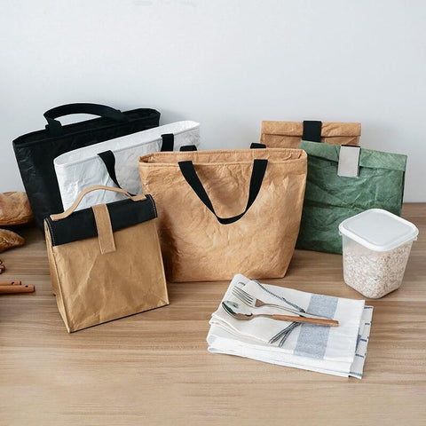 Reusable Brown Kraft Paper Lunch Bag for Women/Men