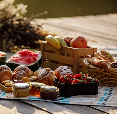 rattan basket used as food serving tray