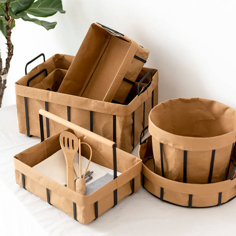 Metal Storage Basket with Removable Kraft Paper