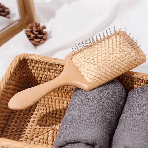 Steel Needle Wooden Hairbrush