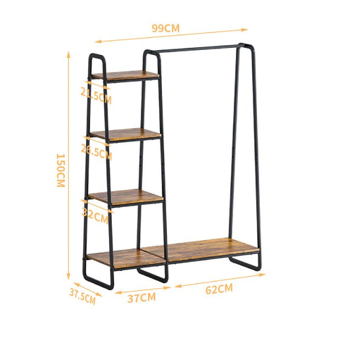 Freestanding Clothes Rack with Shelves