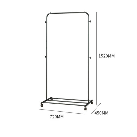 Single Rail Clothes Rack With Wheels