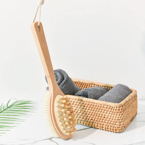 Double-Sided Wooden Dry Brushing Body Scrubber