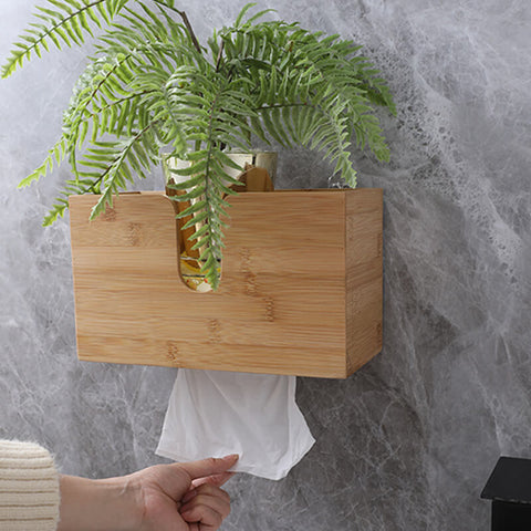 Woood tissue box cover for a zero-waste bathroom