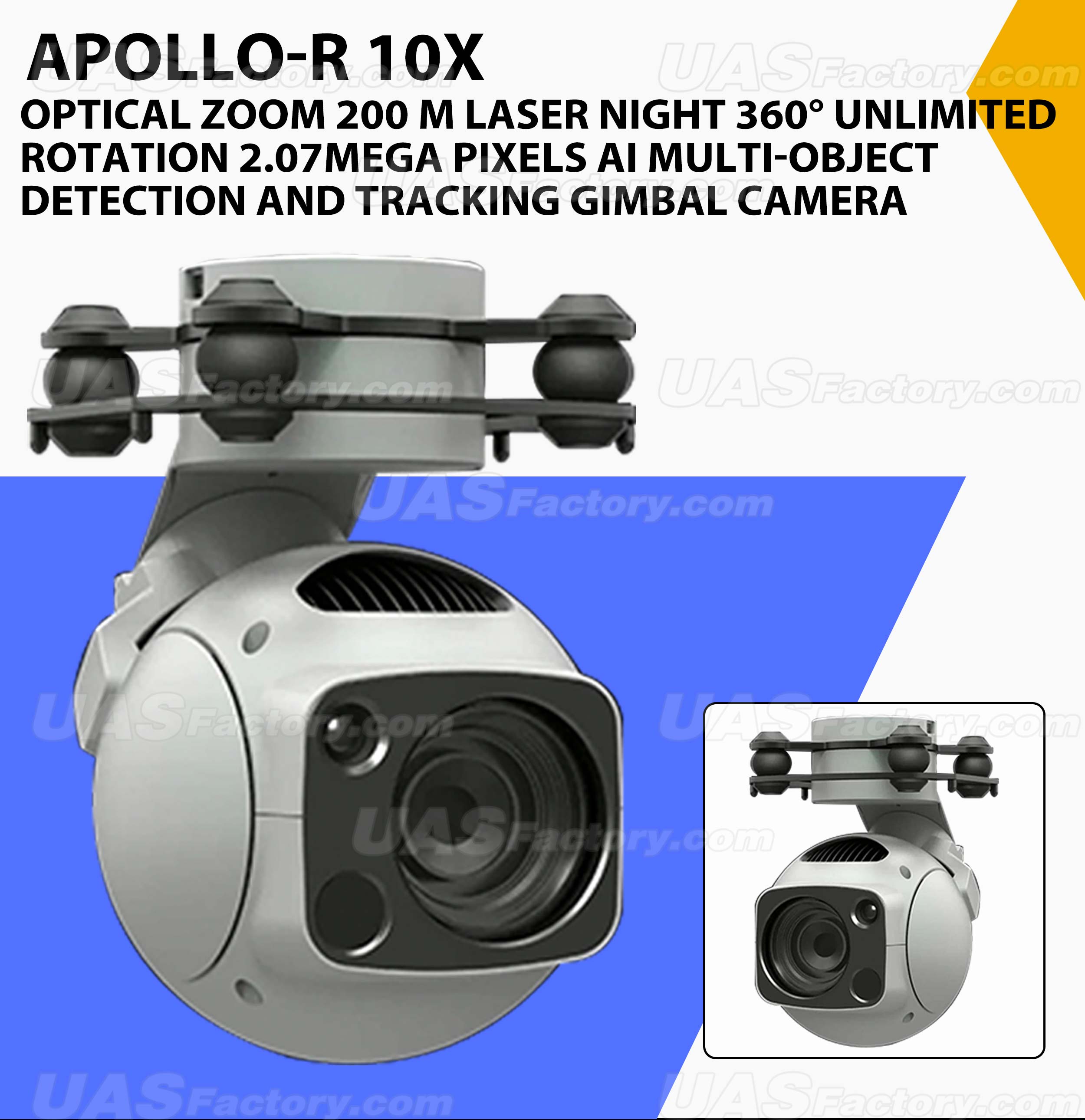 Apollo R Uas Apollo-R 10X optical zoom 200 m Laser night 360° unlimited rotation 2 ...