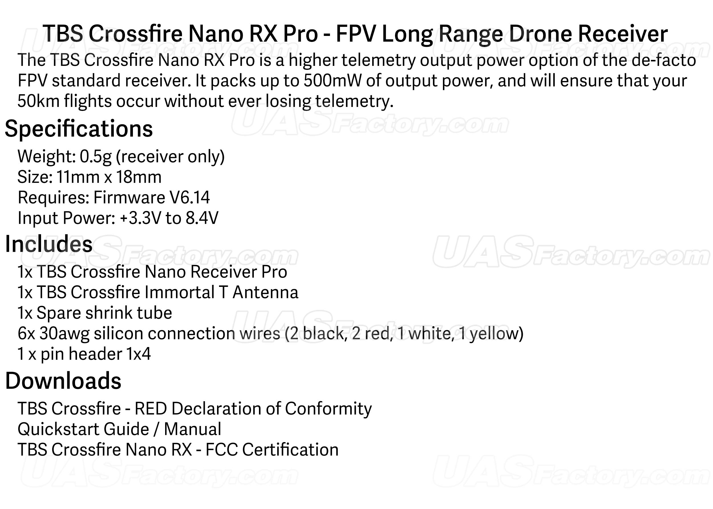 TBS Crossfire Nano RX Pro - FPV Long Range Drone Receiver – UAS Factory ...