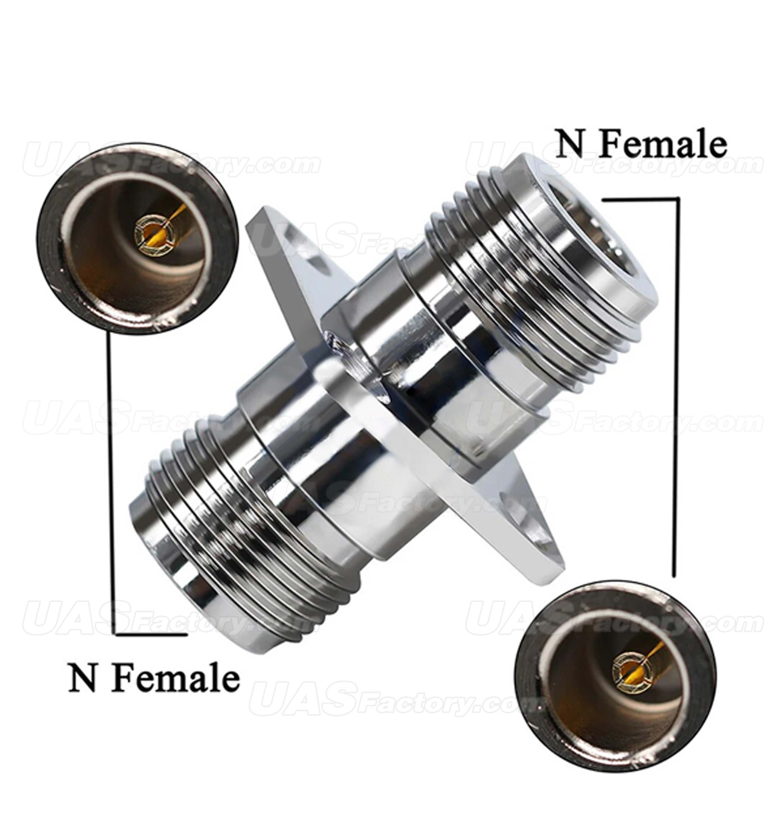 N Female Coax Adapter N Female To N Female 4 Hole Flange Panel Mount C n-female-coax-adapter-n-female-to-n-female-4-hole-flange-panel-mount-c
